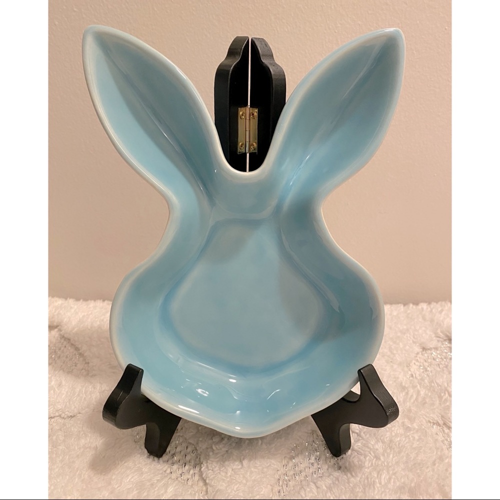 Blue Ceramic Bunny Shaped Candy Dish